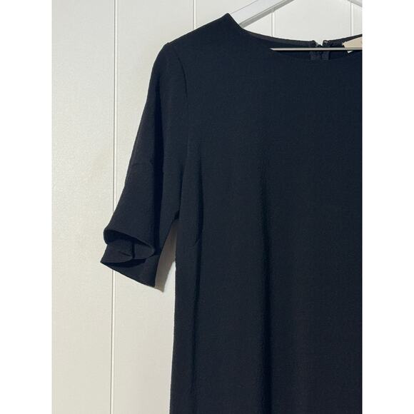 Ann Taylor LOFT Black Shift Dress with Ruffle Short Sleeves Size 10 - Picture 4 of 8